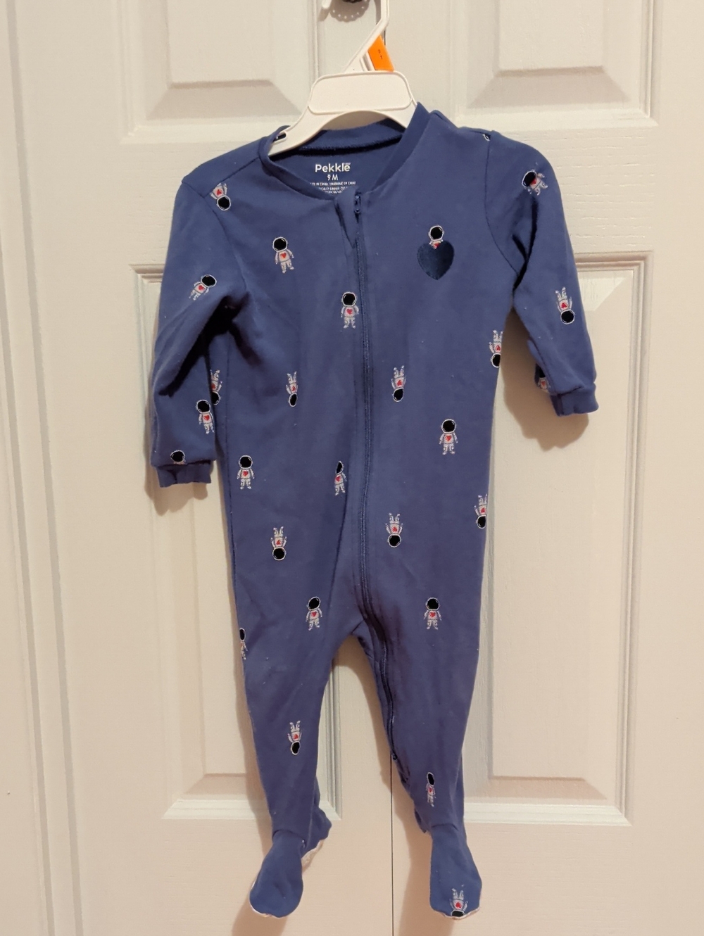 Pekkle Navy Astronaut Print Footed One-Piece